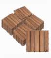 27 Pcs Floor Tiles Interlocking Solid Wood DIY Deck Tiles Flooring