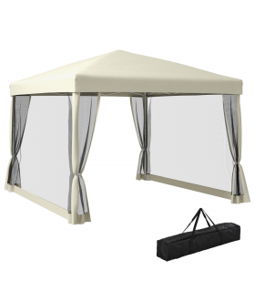 3x3m Pop Up Gazebo W/ Mesh Walls-Tan