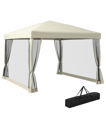 3x3m Pop Up Gazebo W/ Mesh Walls-Tan