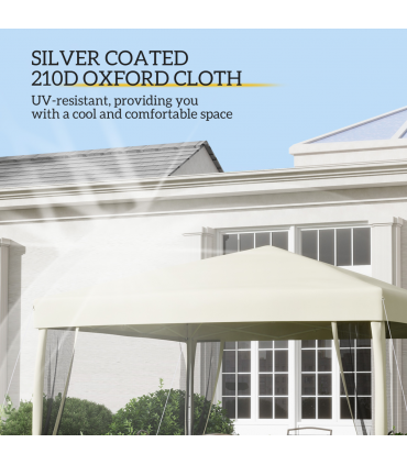 3x3m Pop Up Gazebo W/ Mesh Walls-Tan