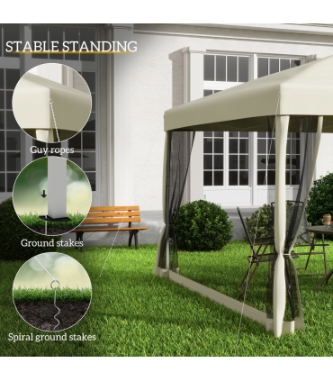 3x3m Pop Up Gazebo W/ Mesh Walls-Tan