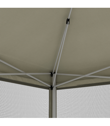 3x3m Pop Up Gazebo W/ Mesh Walls-Tan