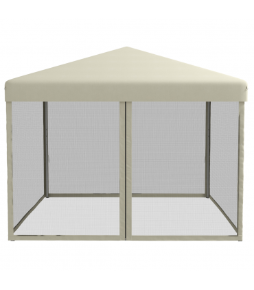 3x3m Pop Up Gazebo W/ Mesh Walls-Tan
