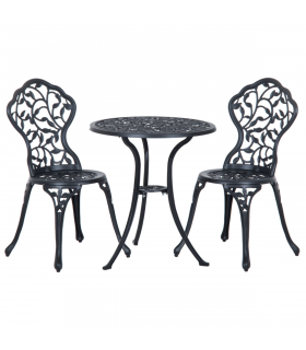 Cast Aluminium 3 Pcs Bistro Set-Black