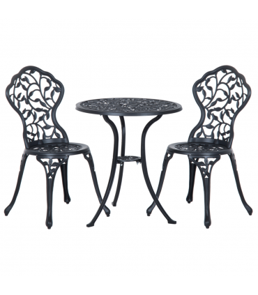 Cast Aluminium 3 Pcs Bistro Set-Black