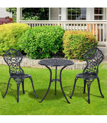 Cast Aluminium 3 Pcs Bistro Set-Black
