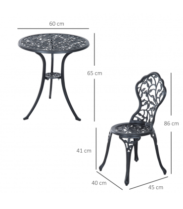 Cast Aluminium 3 Pcs Bistro Set-Black