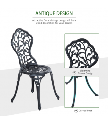 Cast Aluminium 3 Pcs Bistro Set-Black