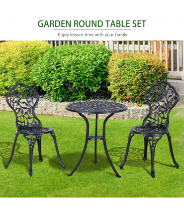 Cast Aluminium 3 Pcs Bistro Set-Black