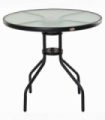 80cm Outdoor Round Dining Table Garden Patio Tempered Glass Top w/ Parasol Hole