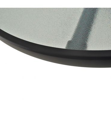 80cm Outdoor Round Dining Table Garden Patio Tempered Glass Top w/ Parasol Hole