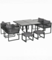 8 Seater Dining Cube Set  Dining Table, 4 Chairs & 4 Footstools & Cushion, Grey