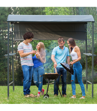 Metal Frame Outdoor BBQ Canopy Grey