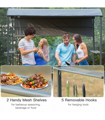 Metal Frame Outdoor BBQ Canopy Grey