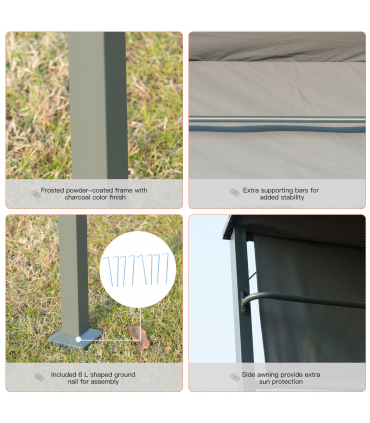 Metal Frame Outdoor BBQ Canopy Grey