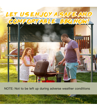 Metal Frame Outdoor BBQ Canopy Grey