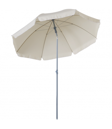 2.2M Tilt Beach Umbrella Parasol-Cream White