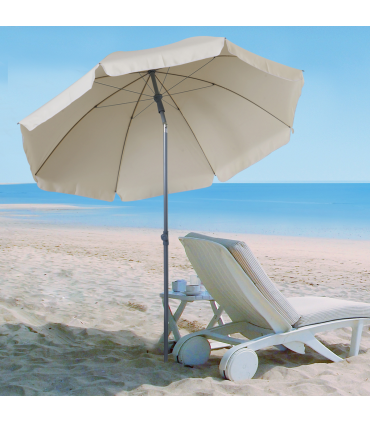 2.2M Tilt Beach Umbrella Parasol-Cream White