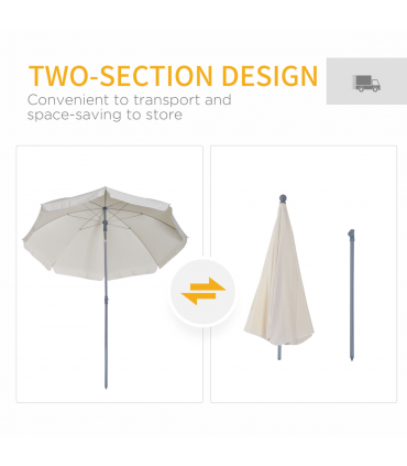 2.2M Tilt Beach Umbrella Parasol-Cream White