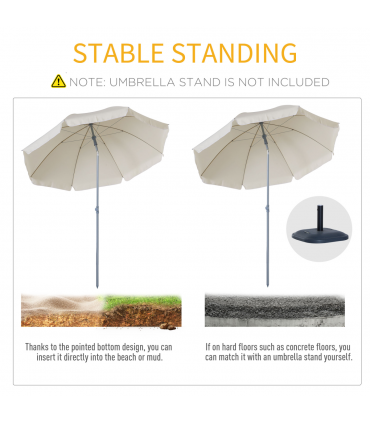 2.2M Tilt Beach Umbrella Parasol-Cream White