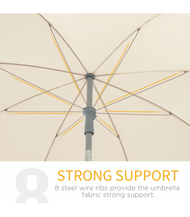 2.2M Tilt Beach Umbrella Parasol-Cream White