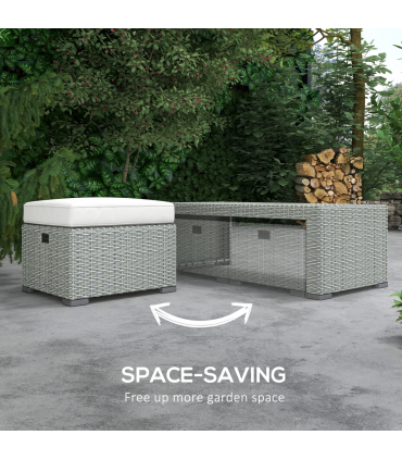 7-Seater Outdoor Garden Rattan Furniture Set w/ Recliners Grey