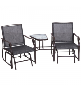Double Glider Rocking Chairs Garden Table High Back Conversation Duo Set