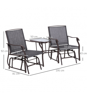 Double Glider Rocking Chairs Garden Table High Back Conversation Duo Set