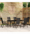 7 Piece Garden Dining Set Black