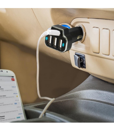 Aquarius PowerUp 4-Port USB Power Dash Car Charger Black