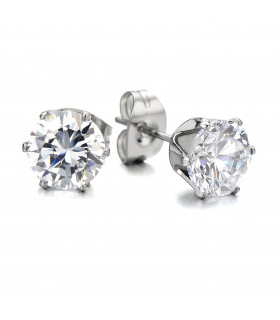 Cubic Zirconia Stud Earring 6mm - Hypoallergenic