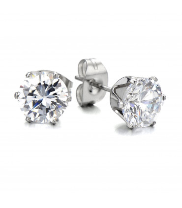 Cubic Zirconia Stud Earring 6mm - Hypoallergenic