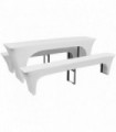 3 Slipcovers for Beer Table and Benches Stretch White 220 x 50 x 80 cm