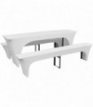3 Slipcovers for Beer Table and Benches Stretch White 220 x 70 x 80 cm