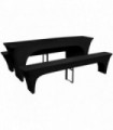 3 Slipcovers for Beer Table and Benches Stretch Black 220 x 50 x 80 cm