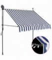 Manual Retractable Awning with LED 100 cm Blue and White
