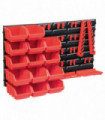 39 Piece Storage Bin Kit with Wall Panels Red and Black
