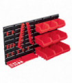 34 Piece Storage Bin Kit with Wall Panels Red and Black
