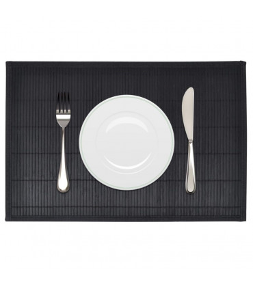 6 Bamboo Placemats 30 x 45 cm Black