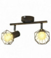 Black Industrial Style Wire Frame Spot Light with 2 LED Filament Bulbs