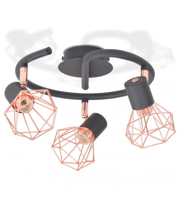 Ceiling Lamp with 3 Spotlights E14 Black and Copper