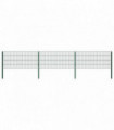 Fence Panel with Posts Iron 5.1x0.8 m Green