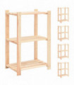 3-Tier Storage Racks 5 pcs 60x38x90 cm Solid Pinewood 150 kg