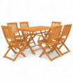 7 Piece Folding Outdoor Dining Set Solid Acacia Wood