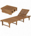 Folding Sun Lounger Solid Acacia Wood