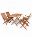 5 Piece Garden Dining Set Solid Teak Wood