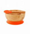 Bamboo Bowl and Spoon Set Suction Plate Stay-Put Design ORANGE 0000240