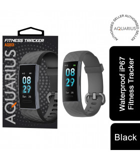 Aquarius IP67 Waterproof Bluetooth Fitness Tracker with Heart Rate Monitor and Step Counter - Black