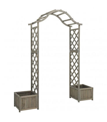 Garden Pergola with Planter Grey Solid Firwood