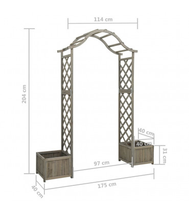 Garden Pergola with Planter Grey Solid Firwood